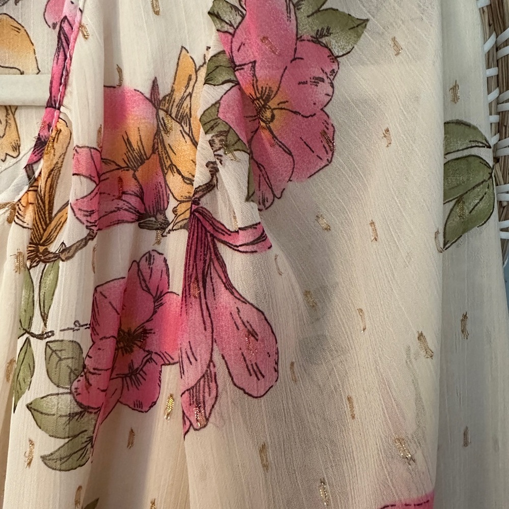 Maeve Cream Floral Mini Dress with Pink & Yellow Flowers - Picture 10 of 11